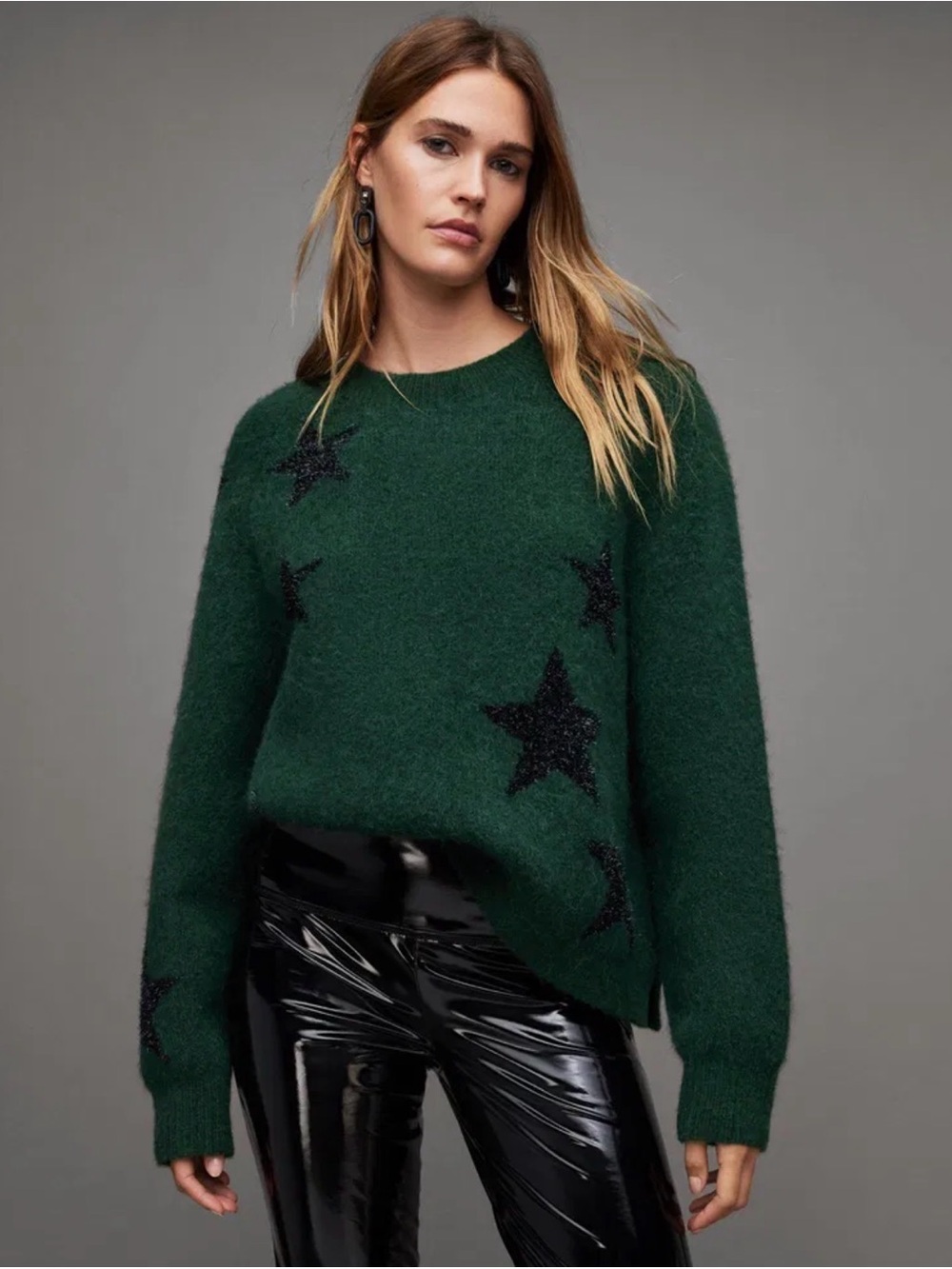 NEW ALLSAINTS Star Metallic Tinsel Brushed Jumper Sweater Large